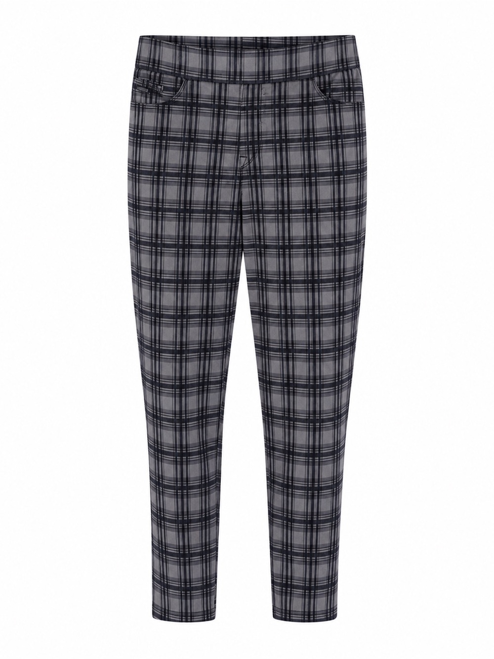 Nine West Womens Plaid Skinny Jeans Size 16 Gray Black Cotton Blend Comfortable